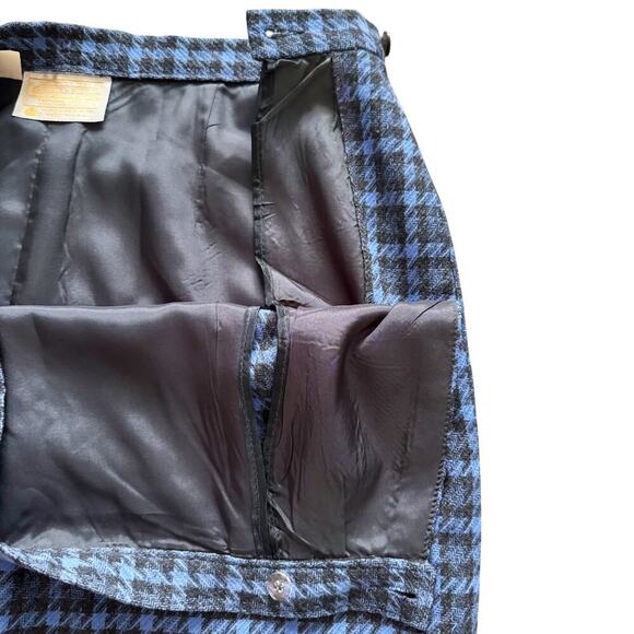 Pendleton Vintage 100%‎ Wool Skirt Women Sz 12 Blue Gray Midi Houndstooth preppy - Picture 4 of 10